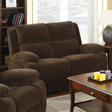 Load image into Gallery viewer, Haven Dark Brown Love Seat w/ 2 Recliners
