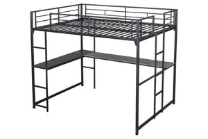 Cybill Full Loft Bed White, Silver, & Black
