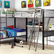 Load image into Gallery viewer, BALLARAT Silver Triple Twin Bunk Bed w/ Desk
