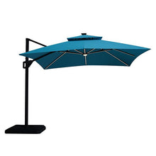 Load image into Gallery viewer, Sano 10 Ft Square Umbrella w/ Double Top w/ LED Light + 37" Large Base
