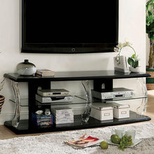 Load image into Gallery viewer, Ernst Black/Clear 72&quot; TV Stand
