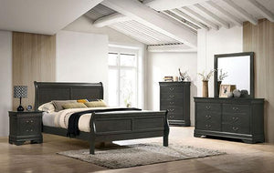 Louis Philippe Cal.King Bed Black & Grey