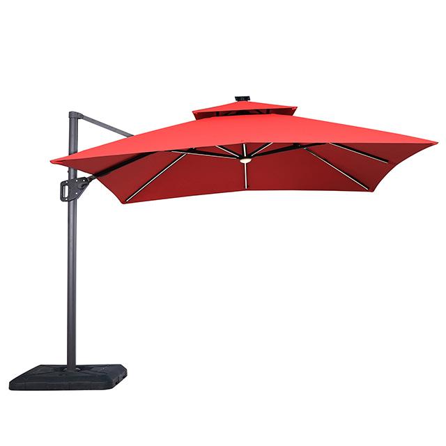 Sano 10 Ft Square Umbrella w/ Double Top w/ LED Light + 37