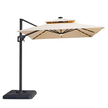 Load image into Gallery viewer, Xico 8 Ft Square Umbrella w/ Double Top w/ LED Light + 37&quot; Large Base image
