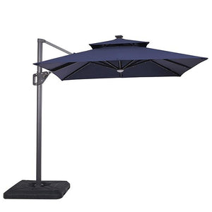 Xico 8 Ft Square Umbrella w/ Double Top w/ LED Light + 37" Large Base