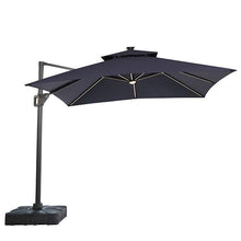 Load image into Gallery viewer, Sano 10 Ft Square Umbrella w/ Double Top w/ LED Light + 37&quot; Large Base image
