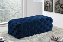 Load image into Gallery viewer, Casey Navy Velvet Ottoman/Bench
