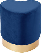 Load image into Gallery viewer, Heart Navy Velvet Ottoman/Stool
