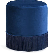 Load image into Gallery viewer, Teddy Navy Velvet Ottoman/Stool
