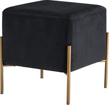 Load image into Gallery viewer, Isla Black Velvet Ottoman/Stool
