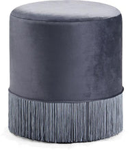 Load image into Gallery viewer, Teddy Grey Velvet Ottoman/Stool
