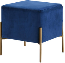 Load image into Gallery viewer, Isla Navy Velvet Ottoman/Stool
