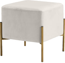Load image into Gallery viewer, Isla Cream Velvet Ottoman/Stool
