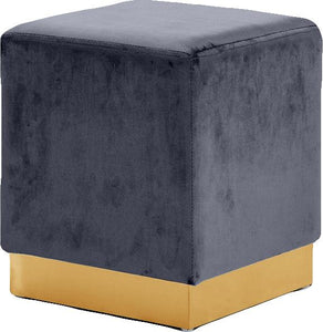 Jax Grey Velvet Ottoman/Stool