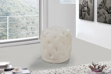 Load image into Gallery viewer, Harper Cream Velvet Ottoman/Stool
