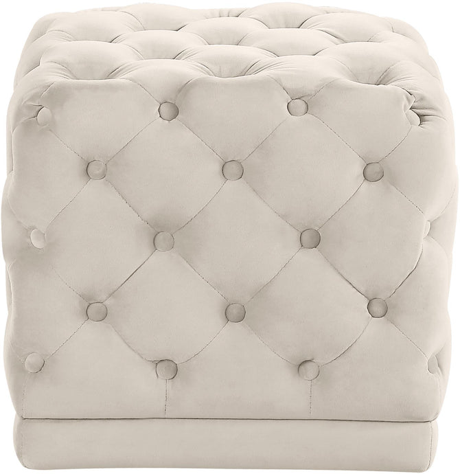 Stella Cream Velvet Ottoman/Stool image