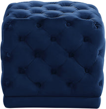 Load image into Gallery viewer, Stella Navy Velvet Ottoman/Stool
