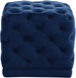 Stella Navy Velvet Ottoman/Stool