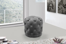 Load image into Gallery viewer, Harper Grey Velvet Ottoman/Stool
