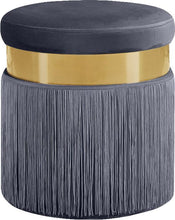 Load image into Gallery viewer, Yasmine Grey Velvet Ottoman/Stool
