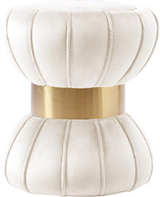 Load image into Gallery viewer, Vino Cream Velvet Ottoman/Stool
