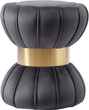 Load image into Gallery viewer, Vino Grey Velvet Ottoman/Stool
