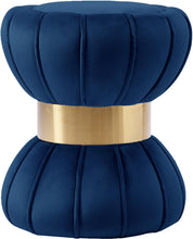 Load image into Gallery viewer, Vino Navy Velvet Ottoman/Stool
