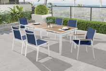 Load image into Gallery viewer, Nizuc Navy Mesh Waterproof Fabric Outdoor Patio Aluminum Mesh Dining Chair
