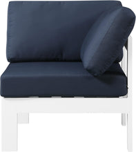 Load image into Gallery viewer, Nizuc Navy Waterproof Fabric Outdoor Patio Aluminum Corner Chair
