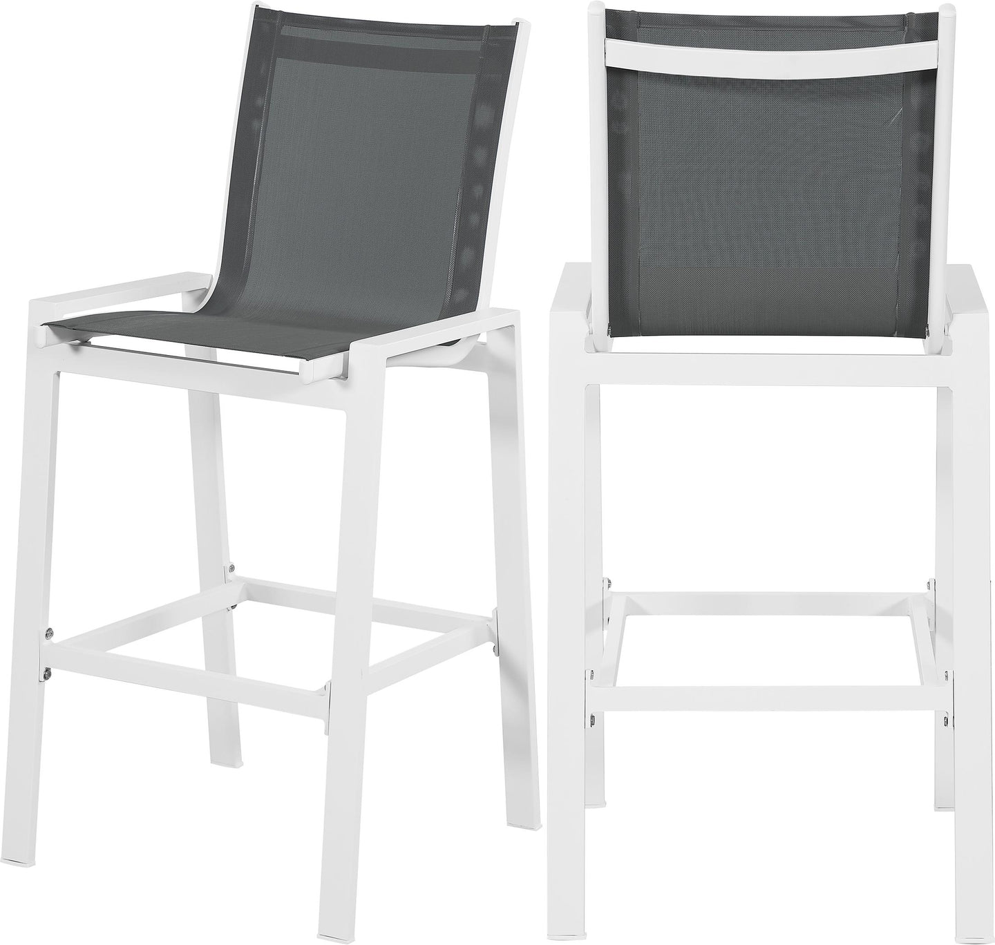 Nizuc Grey Mesh Waterproof Fabric Outdoor Patio Aluminum Mesh Barstool image