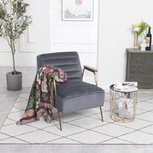 Load image into Gallery viewer, Woodford Grey Velvet Accent Chair
