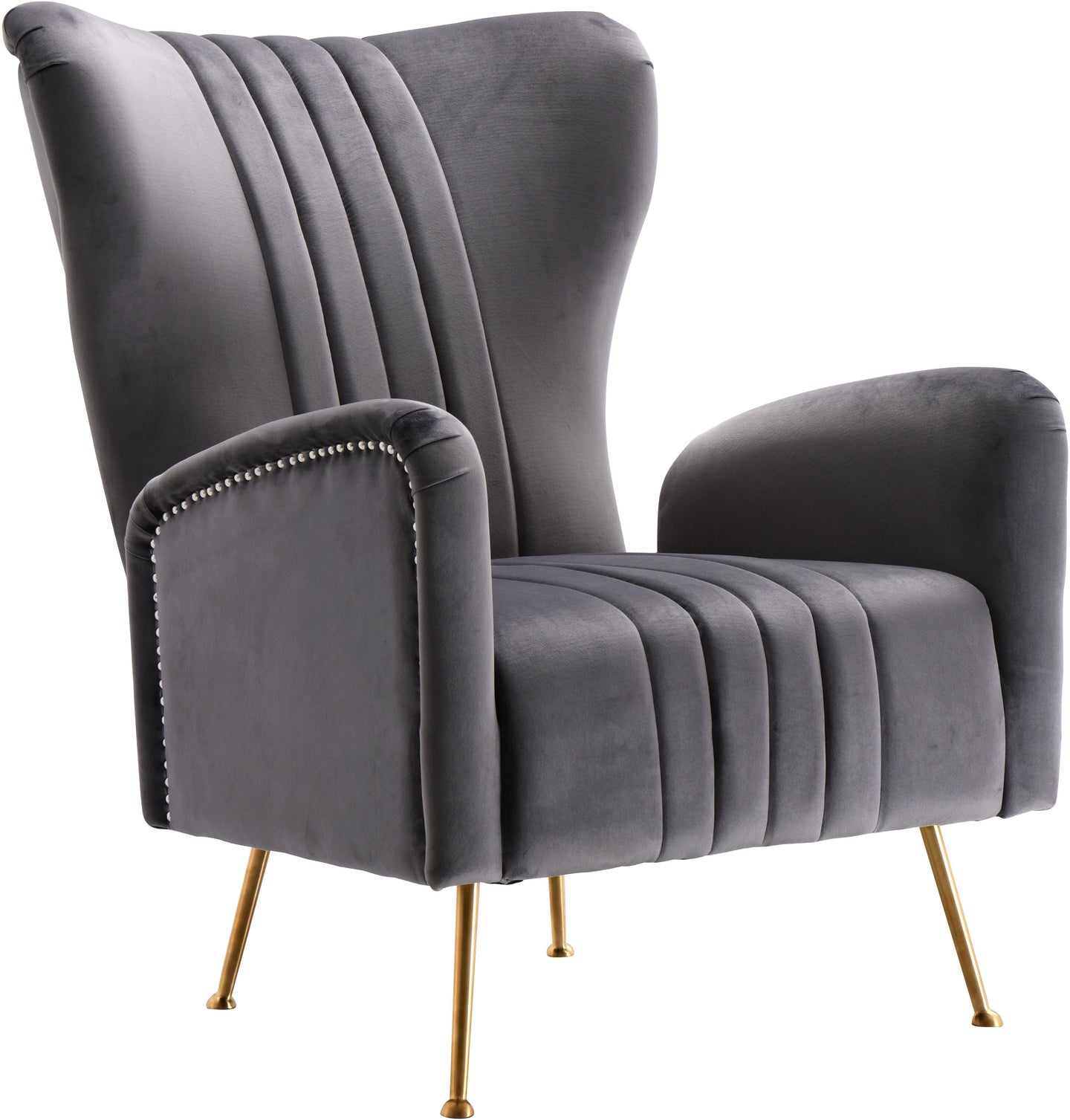 Opera Grey Velvet Accent Chair