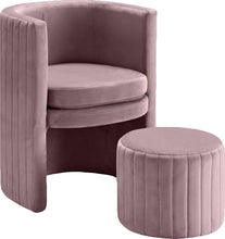 Load image into Gallery viewer, Selena Pink Velvet Accent Chair and Ottoman Set
