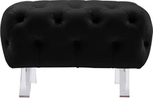 Load image into Gallery viewer, Crescent Black Velvet Ottoman
