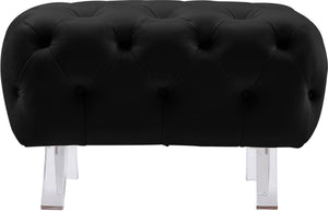 Crescent Black Velvet Ottoman