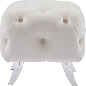 Crescent Cream Velvet Ottoman