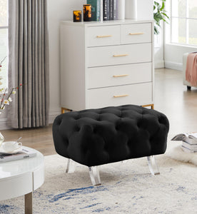 Crescent Black Velvet Ottoman