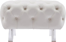 Load image into Gallery viewer, Crescent Cream Velvet Ottoman
