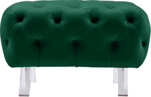 Load image into Gallery viewer, Crescent Green Velvet Ottoman
