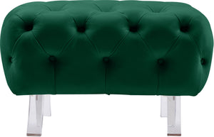 Crescent Green Velvet Ottoman