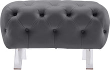 Load image into Gallery viewer, Crescent Grey Velvet Ottoman
