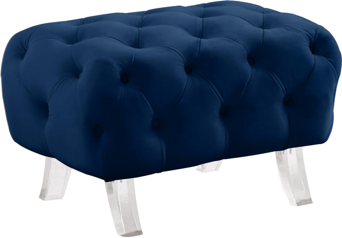 Crescent Navy Velvet Ottoman image