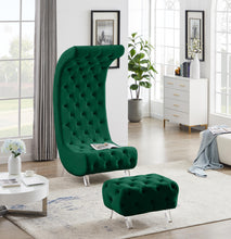 Load image into Gallery viewer, Crescent Green Velvet Ottoman
