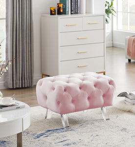 Crescent Pink Velvet Ottoman