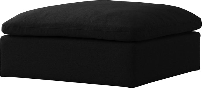 Serene Black Linen Fabric Deluxe Cloud Ottoman image