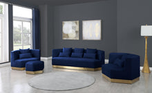 Load image into Gallery viewer, Marquis Navy Velvet Ottoman
