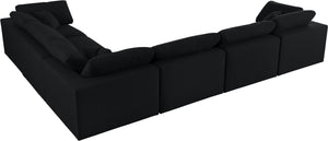 Serene Black Linen Fabric Deluxe Cloud Modular Sectional