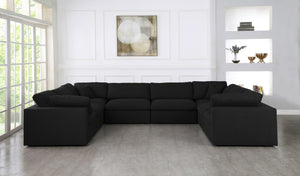 Serene Black Linen Fabric Deluxe Cloud Modular Sectional