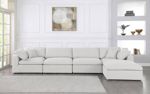 Serene Cream Linen Fabric Deluxe Cloud Modular Sectional