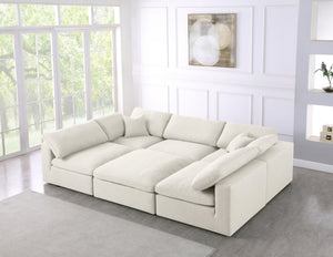 Serene Cream Linen Fabric Deluxe Cloud Modular Sectional